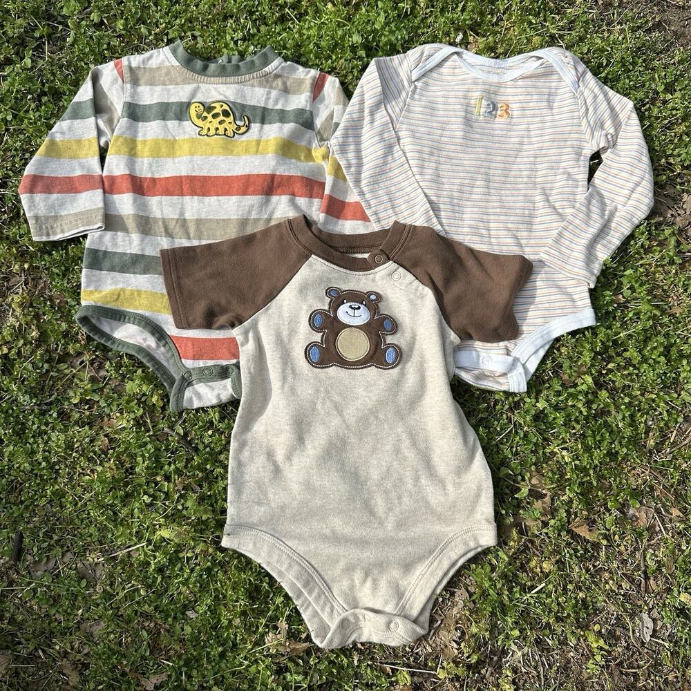 Vintage Lot Of 3 Infant Bodysuit Size 18-24 Months Babies R US Okie Dokie Monkey